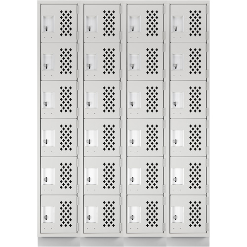 Assembled Clean Line Perforated Economy Lockers, 6 -tier, Bank of 4, 18" x 72" x 12", Steel Infinity Industrial Services Inc.
