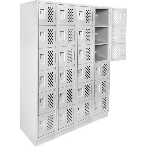 Assembled Clean Line Perforated Economy Lockers, 6 -tier, Bank of 4, 18" x 72" x 12", Steel Infinity Industrial Services Inc.