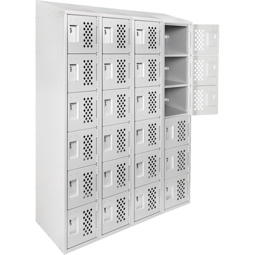 Assembled Clean Line Perforated Economy Lockers, 6 -tier, Bank of 4, 18" x 72" x 12", Steel Infinity Industrial Services Inc.