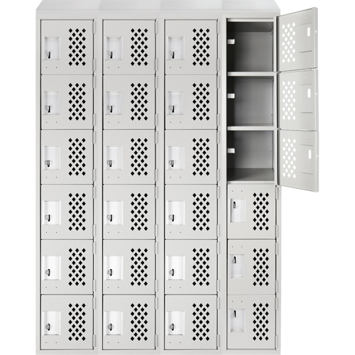 Assembled Clean Line Perforated Economy Lockers, 6 -tier, Bank of 4, 18" x 72" x 12", Steel Infinity Industrial Services Inc.