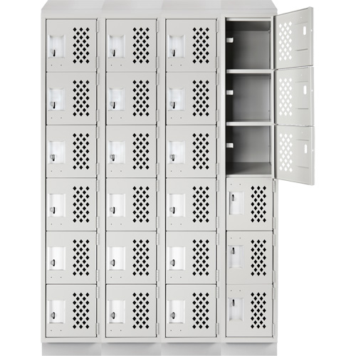 Assembled Clean Line Perforated Economy Lockers, 6 -tier, Bank of 4, 18" x 72" x 12", Steel Infinity Industrial Services Inc.