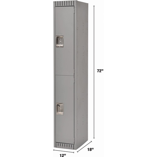 Lockers, 2 -tier, 12" x 18" x 72", Steel, Grey, Knocked Down Infinity Industrial Services Inc.