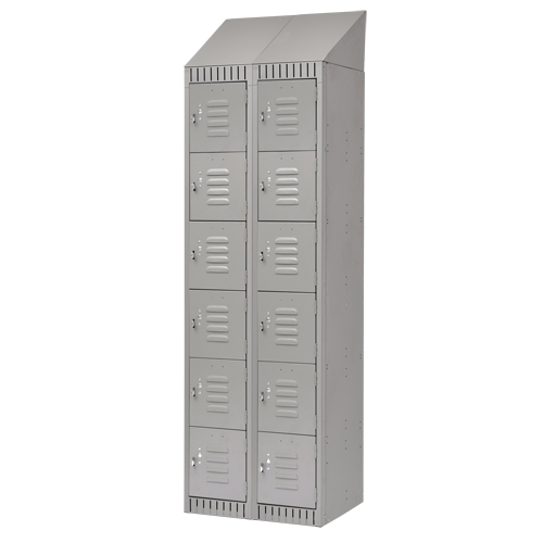 Lockers, 6 -tier, Bank of 2, 24" x 18" x 82", Steel, Grey, Knocked Down Infinity Industrial Services Inc.