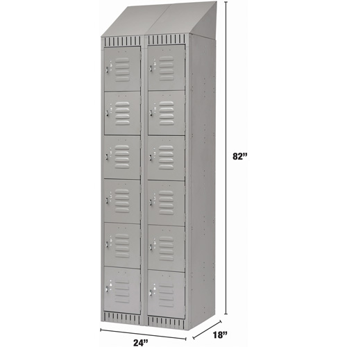 Lockers, 6 -tier, Bank of 2, 24" x 18" x 82", Steel, Grey, Knocked Down Infinity Industrial Services Inc.