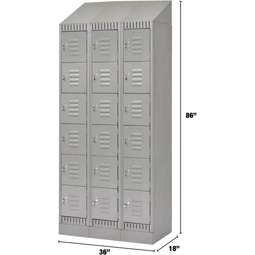 Casiers, 6 niveaux, Bloc de 3, 36" x 18" x 86", Acier, Gris, D&eacute;mont&eacute; Infinity Industrial Services Inc.