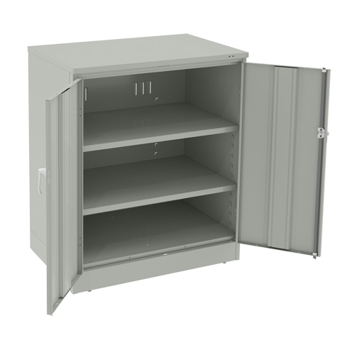 Deluxe Counter High Cabinet, Steel, 2 Shelves, 42" H x 36" W x 24" D, Light Grey Infinity Industrial Services Inc.