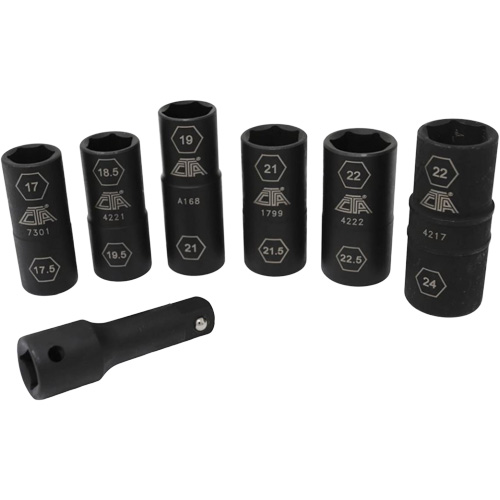 Half Metric Flip Socket Set, 7 Pcs, Impact, 1/2" Drive Size, Deep Infinity Industrial Services Inc.