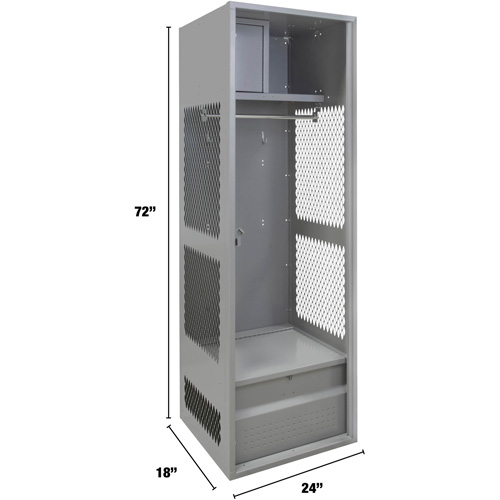 Gear Locker, Steel, 24" W x 18" D x 72" H, Grey Infinity Industrial Services Inc.