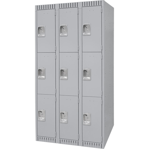 Lockers, 3 -tier, Bank of 3, 36" x 18" x 72", Steel, Grey, Knocked Down Infinity Industrial Services Inc.