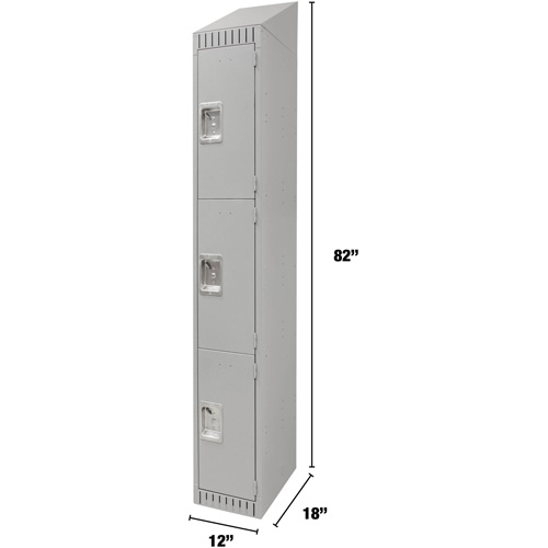 Lockers, 3 -tier, 12" x 18" x 82", Steel, Grey, Knocked Down Infinity Industrial Services Inc.