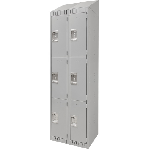 Lockers, 3 -tier, Bank of 2, 24" x 18" x 82", Steel, Grey, Knocked Down Infinity Industrial Services Inc.