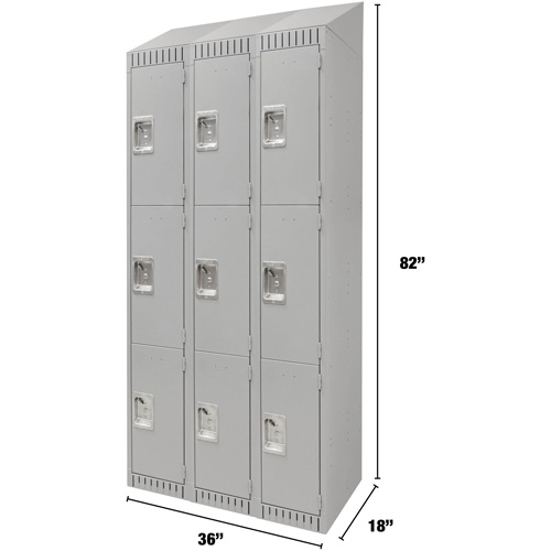 Casiers, 3 niveaux, Bloc de 3, 36" x 18" x 82", Acier, Gris, D&eacute;mont&eacute; Infinity Industrial Services Inc.
