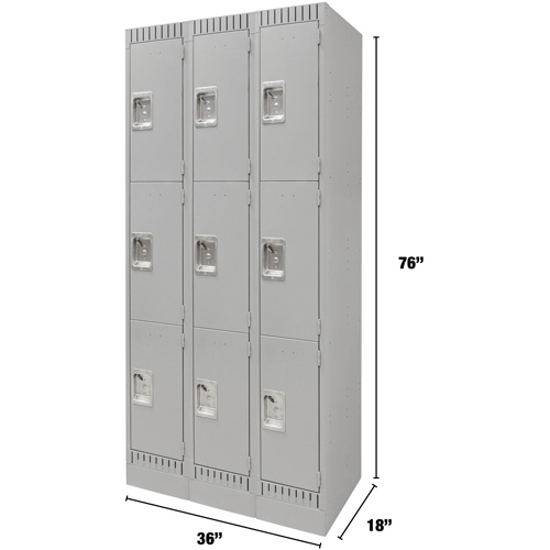 Casiers, 3 niveaux, Bloc de 3, 36" x 18" x 76", Acier, Gris, D&eacute;mont&eacute; Infinity Industrial Services Inc.