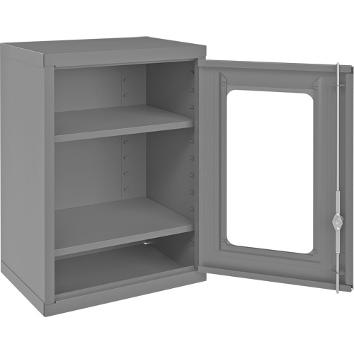 Wall-Mountable Storage Cabinet with Clearview Doors, 26-15/16" H x 18-1/8" W x 13-11/16" D, 2 Shelves, Steel, Grey Infinity Industrial Services Inc.