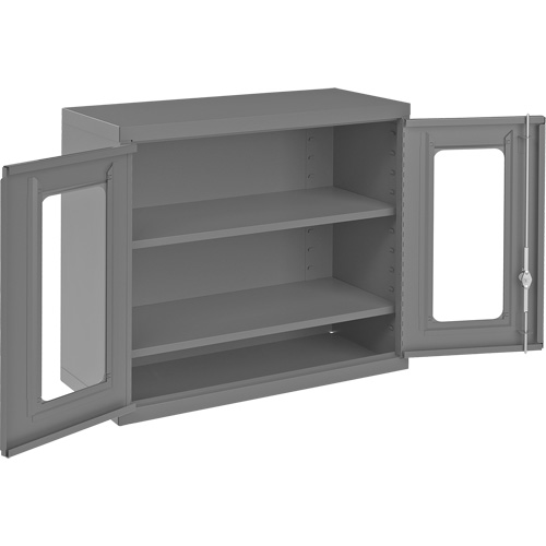 Wall-Mountable Storage Cabinet with Clearview Doors, 26-15/16" H x 29-7/8" W x 13-11/16" D, 2 Shelves, Steel, Grey Infinity Industrial Services Inc.