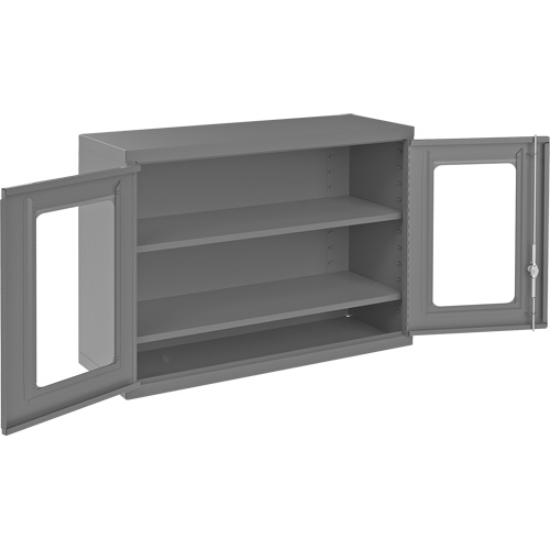 Armoire de rangement murale avec portes transparentes, 26-15/16" h x 35-7/8" la x 13-11/16" p, 2 tablettes, Acier, Gris Infinity Industrial Services Inc.