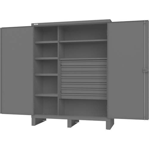 Wardrobe Cabinet with Standard Recessed Doors, Steel, 60" W x 24" D x 78" H, Grey Infinity Industrial Services Inc.