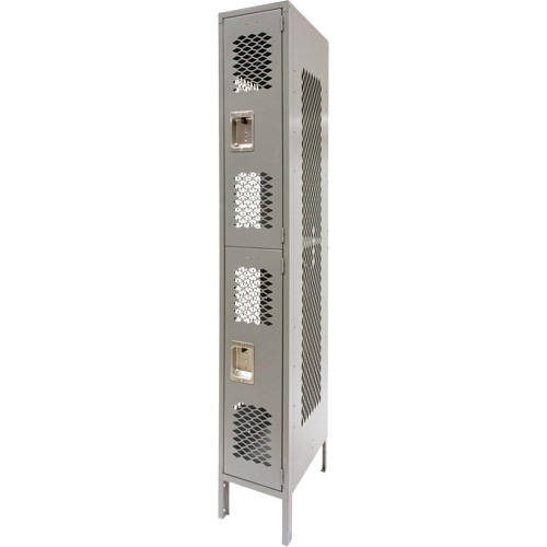 Vented Lockers, 2 -tier, 12" x 18" x 78", Steel, Grey, Knocked Down, Perforated Infinity Industrial Services Inc.