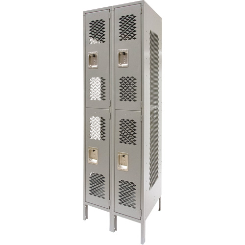Casiers ventil&eacute;s, 2 niveaux, Bloc de 2, 24" x 18" x 78", Acier, Gris, D&eacute;mont&eacute;, Perfor&eacute; Infinity Industrial Services Inc.
