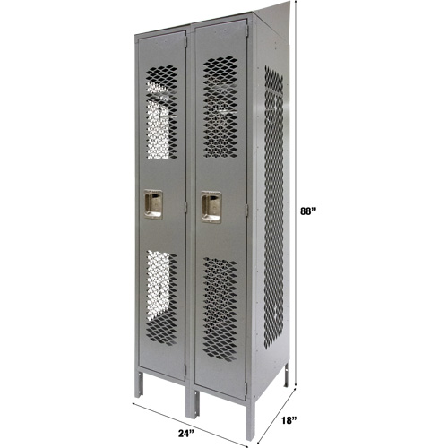 Casiers ventil&eacute;s, Bloc de 2, 24" x 18" x 88", Acier, Gris, D&eacute;mont&eacute;, Perfor&eacute; Infinity Industrial Services Inc.