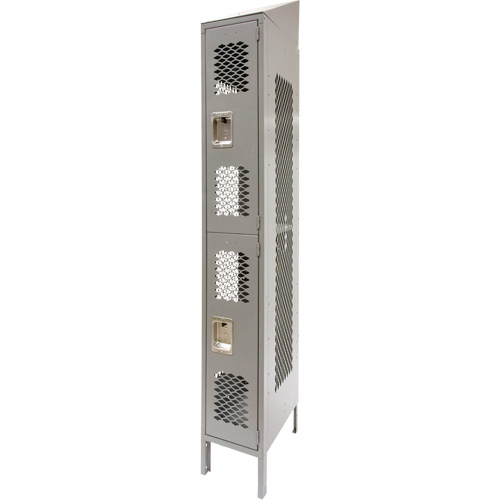 Vented Lockers, 2 -tier, 12" x 18" x 88", Steel, Grey, Knocked Down, Perforated Infinity Industrial Services Inc.