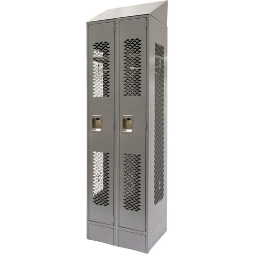 Vented Lockers, Bank of 2, 24" x 18" x 88", Steel, Grey, Knocked Down, Perforated Infinity Industrial Services Inc.