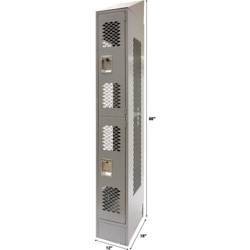 Casiers ventil&eacute;s, 2 niveaux, 12" x 18" x 88", Acier, Gris, D&eacute;mont&eacute;, Perfor&eacute; Infinity Industrial Services Inc.