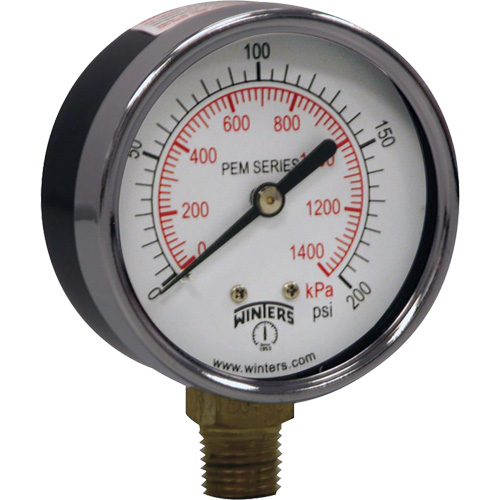 Economy Pressure Gauge, 2-1/2" , 0 - 200 psi, Bottom Mount, Analogue Infinity Industrial Services Inc.