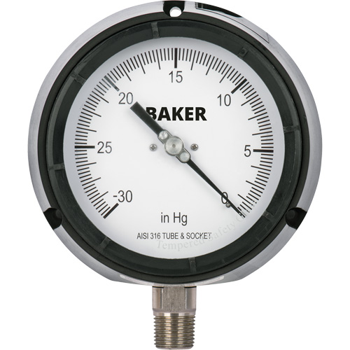Pressure Gauge, 4-1/2" , 30" 0 Hg Vac., Bottom Mount, Liquid Filled Analogue Infinity Industrial Services Inc.