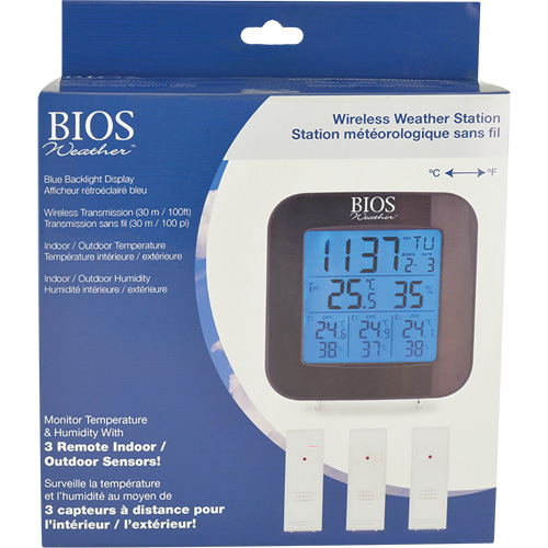 Station m&eacute;t&eacute;orologique sans fil avec 3 capteurs, Sans contact, Num&eacute;rique, 40-158°F (-40-70°C) Infinity Industrial Services Inc.
