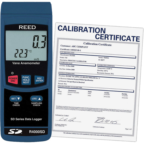 Thermo-an&eacute;mom&egrave;tre avec certificat ISO, Enregistrement des donn&eacute;es, Gamme de v&eacute;locit&eacute; d'air de 0,4 - 30 m/sec Infinity Industrial Services Inc.