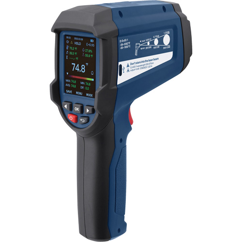 Professional Infrared Thermometer with Integrated Type K Thermocouple, -58 - 3362°F (-50 - 1850°C), 55:1, Adjustable Emmissivity Infinity Industrial Services Inc.