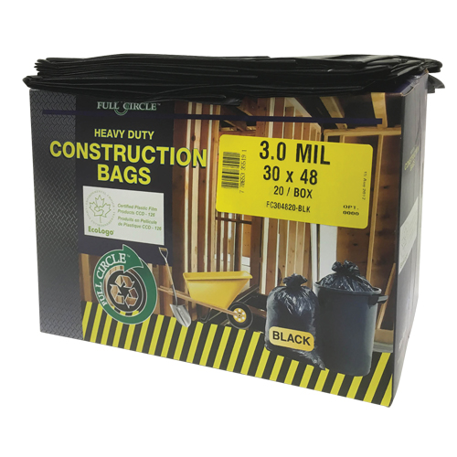 Sacs pour d&eacute;chets pour entrepreneurs, Fort, 30" la x 48" lo, 3 mils, Noir, Capacit&eacute; 113,56 L (30 gal.) Infinity Industrial Services Inc.