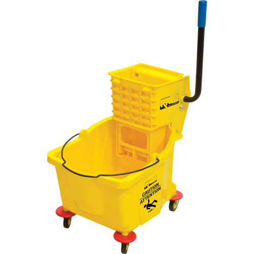 Seau et essoreuse pour vadrouille, Pression lat&eacute;rale, 9,5 gal. US (38 pintes), Jaune Infinity Industrial Services Inc.