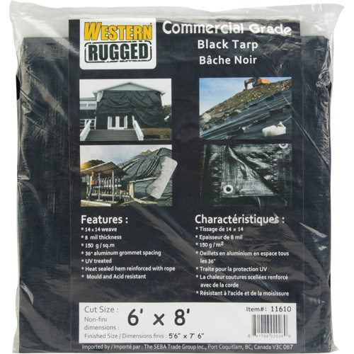 Tarp, Light Industrial Duty, Black, 6' x 8' x 8 mils Infinity Industrial Services Inc.