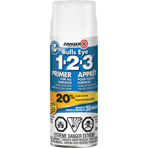 Bulls Eye 1-2-3&reg; Water-Base Primer, Aerosol Can, White Infinity Industrial Services Inc.