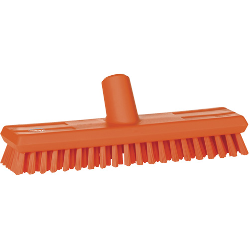 Brosse lave-pont aliment&eacute;e en eau, Crins Extra-ferme, 10-3/4", Polyester, Orange Infinity Industrial Services Inc.