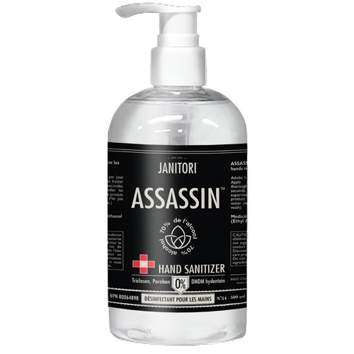 D&eacute;sinfectant pour les mains 54 Assassin, 500 ml, Bouteille &agrave; pompe, 70 % alcool Infinity Industrial Services Inc.