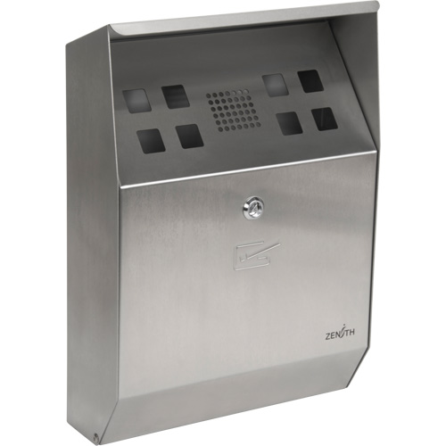 Smoking Receptacle, Wall-Mount, Stainless Steel, 1.6 Litres Capacity, 13-4/5" Height Infinity Industrial Services Inc.