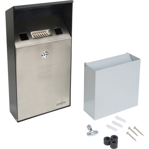 Smoking Receptacle, Wall-Mount, Stainless Steel, 1 Litre Capacity, 11-4/5" Height Infinity Industrial Services Inc.