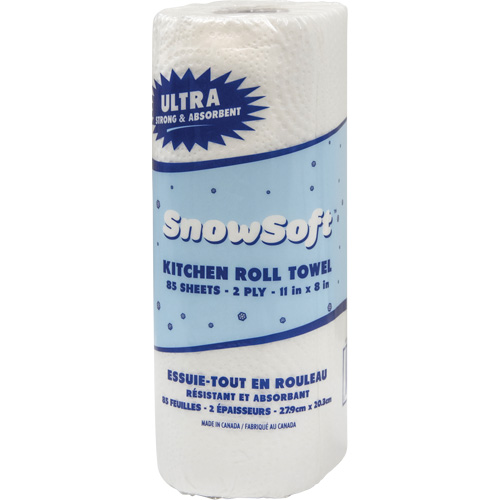 Essuie-tout pour cuisines de premi&egrave;re qualit&eacute; Snow Soft, 2 Pli, 85 Feuilles/rouleau, 8" la, 11" lo Infinity Industrial Services Inc.