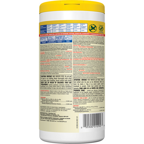Lingettes d&eacute;sinfectantes, 75 lingettes Infinity Industrial Services Inc.