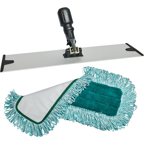 Dust Mop Pad & Frame, Hook and Loop Style, Polyester, 18" L x 5-3/4" W Infinity Industrial Services Inc.