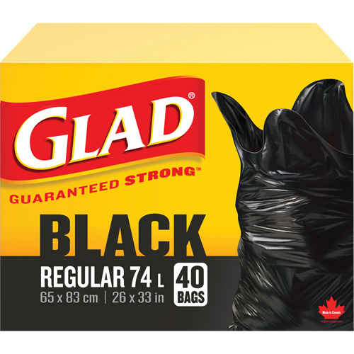 74L Garbage Bags, Regular, 26" W x 33" L, Black Infinity Industrial Services Inc.