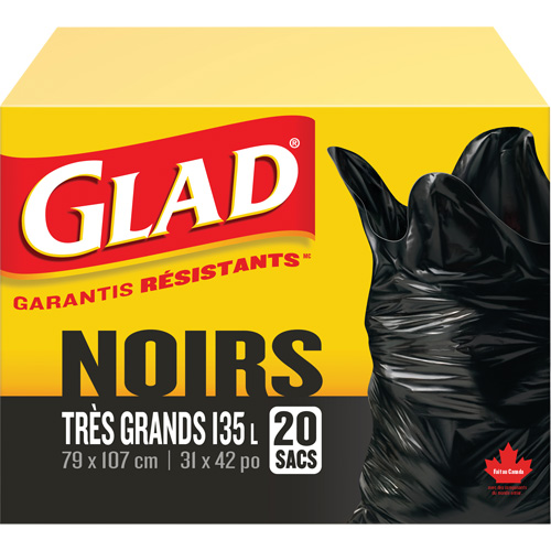 135L Garbage Bags, Regular, 31" W x 42" L, Black Infinity Industrial Services Inc.
