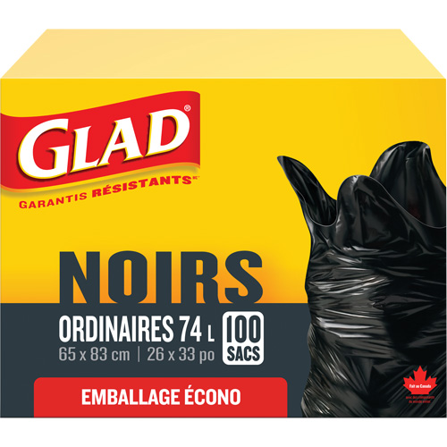 Sacs &agrave; ordures 74 L, R&eacute;gulier, 26" la x 33" lo, Noir Infinity Industrial Services Inc.