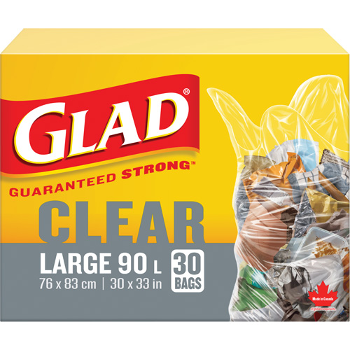 90L Garbage Bags, Regular, 30" W x 33" L, Clear Infinity Industrial Services Inc.