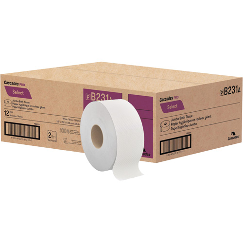 Papier toilette Pro Select, Rouleau G&eacute;ant, 2 Pli, Longueur 750', Blanc Infinity Industrial Services Inc.