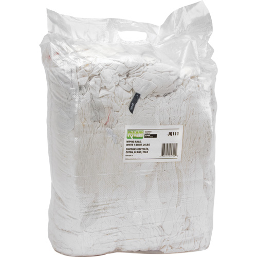 Recycled Material Wiping Rags, Cotton, White, 25 lbs. Infinity Industrial Services Inc.