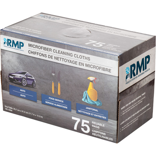 Washable Cleaning Cloths, Microfibre, White Infinity Industrial Services Inc.